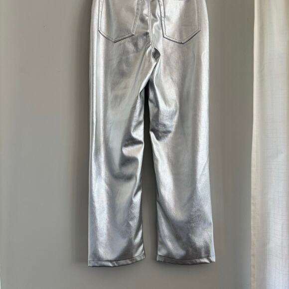 Abercrombie & Fitch Silver Metallic Faux Leather Pants Curve Love Size 4s - Picture 8 of 10
